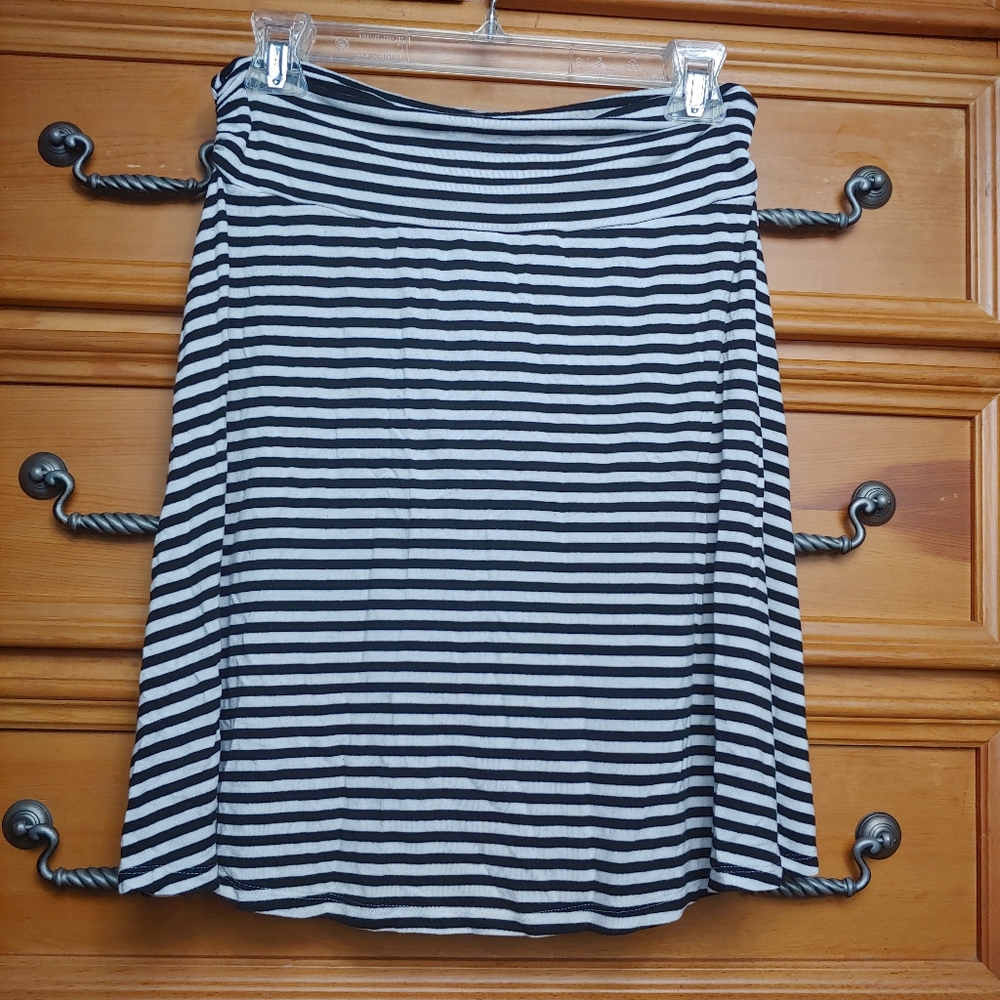 Merona Striped Black White Skirt Elastic Waist